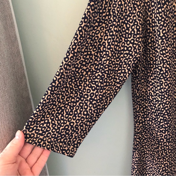 NWT Coldwater Creek navy tan print jersey dress XL 16 - Picture 8 of 11